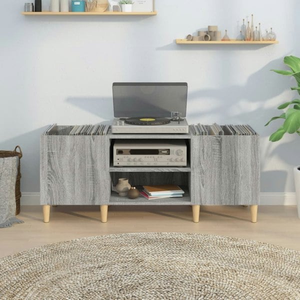 Berkfield Record Cabinet Grey Sonoma 121x38x48 cm Engineered Wood