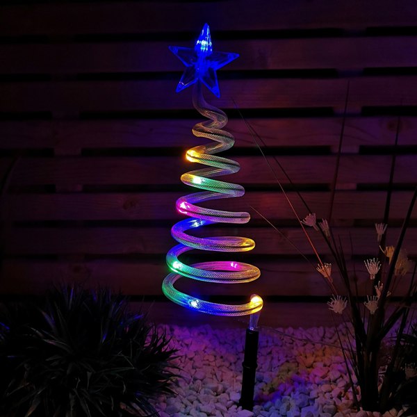 Samuel Alexander Set of 4 Battery Operated LED Multi Coloured Spiral Tree Path Lights Christmas Decoration with Timer