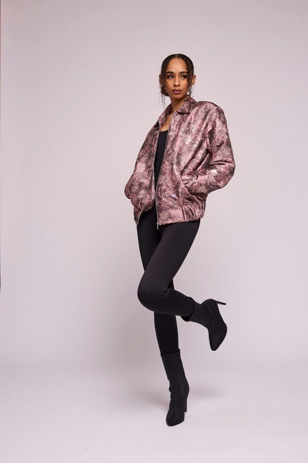 Isha's Timeless collection Dusky Silvery Flora Bomber Jacket