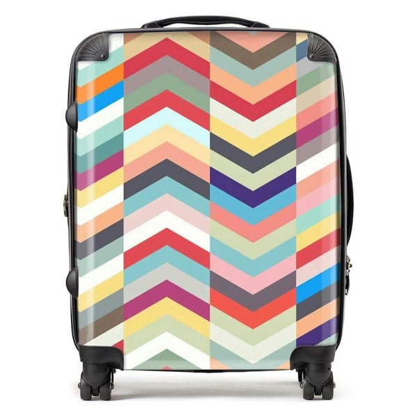 Warren Reed Geometric Multi Colored Chevron Pattern Suitcase