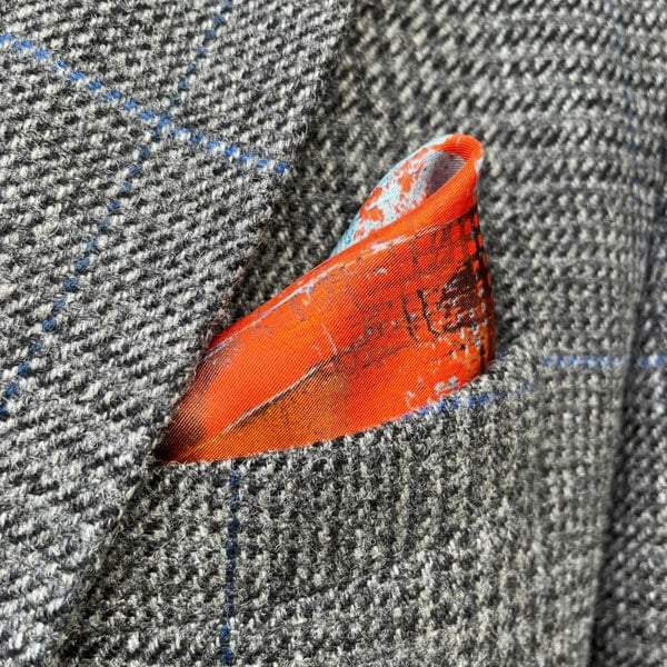 Otway & Orford 'Lone Fighter' Spitfire silk pocket square - orange (33x33cm)