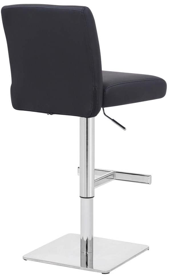 Lamboro Snella Deluxe Breakfast Bar Stool, Height Adjustable Swivel Gas Lift, Home Bar & Kitchen Real Leather Barstool, Black