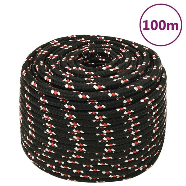 Berkfield Boat Rope Black 14 mm 100 m Polypropylene