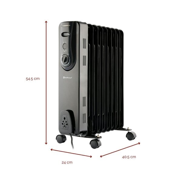 Rediffusion 9 Fin Oil Filled Radiator 2KW Black