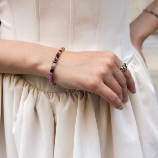 Spero London Fine Large Multicolor Tourmaline Sterling Silver Bracelet