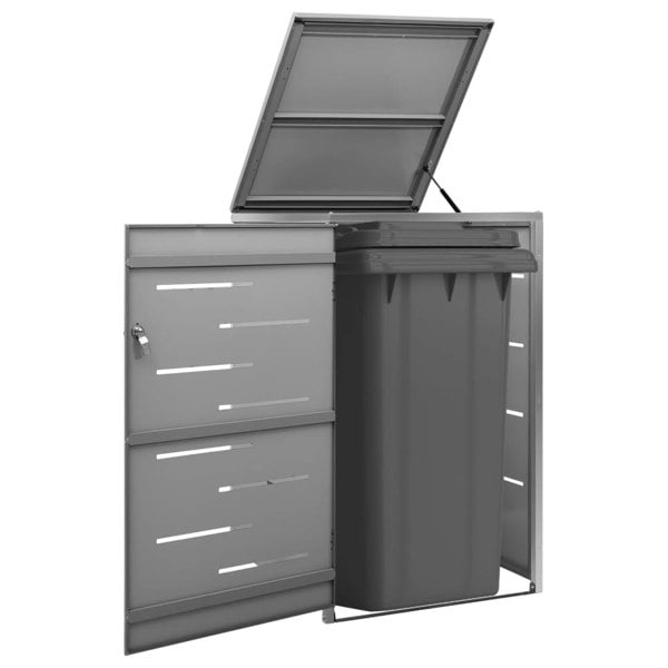 Berkfield Single Wheelie Bin Shed 69x77.5x115 cm Stainless Steel