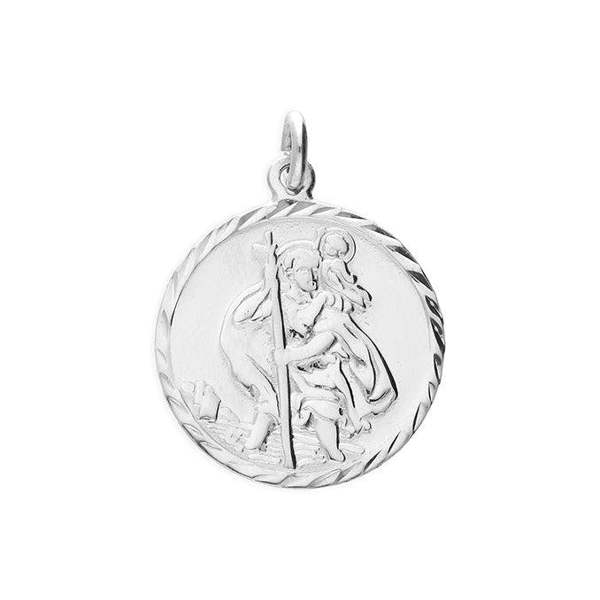 Sarah Layton 18mm Round St Christoper Pendant & Chain - Sterling Silver