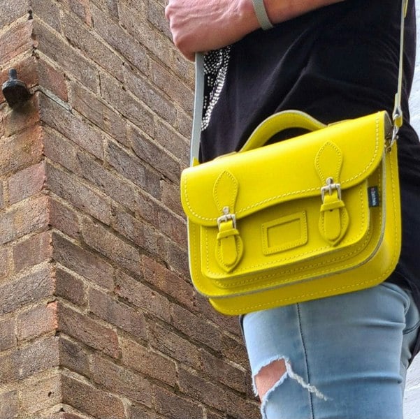 Zatchels Leather Midi Satchel - Pastel Daffodil Yellow