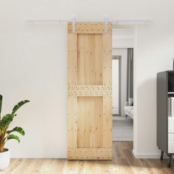 Berkfield Sliding Door with Hardware Set 70x210 cm Solid Wood Pine