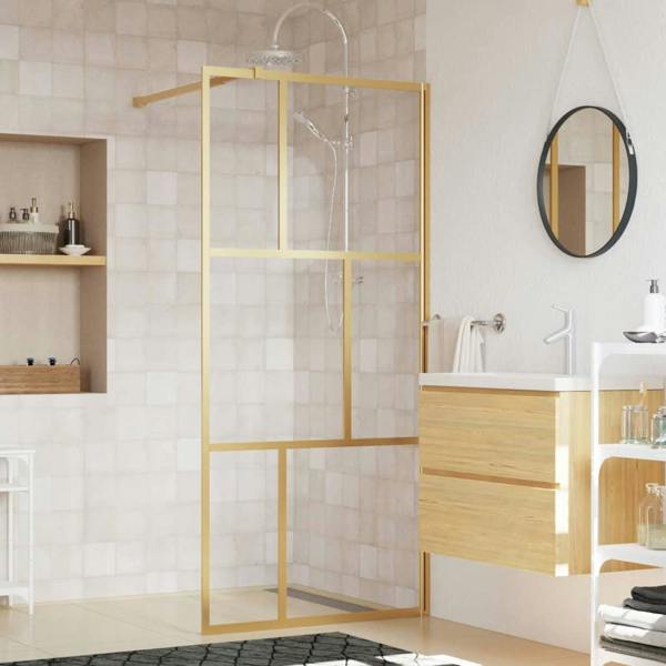 Berkfield Walk-in Shower Wall with Clear ESG Glass Gold 90x195 cm
