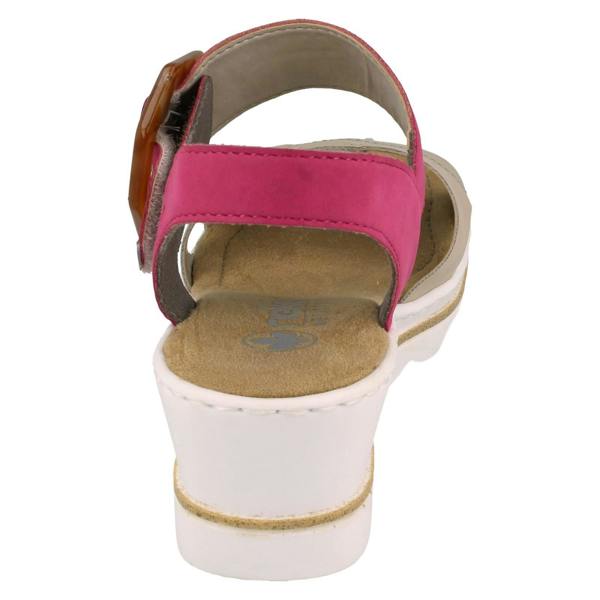 Rieker Ladies Rieker Buckle Detailed Wedge Heeled Sandals 67476