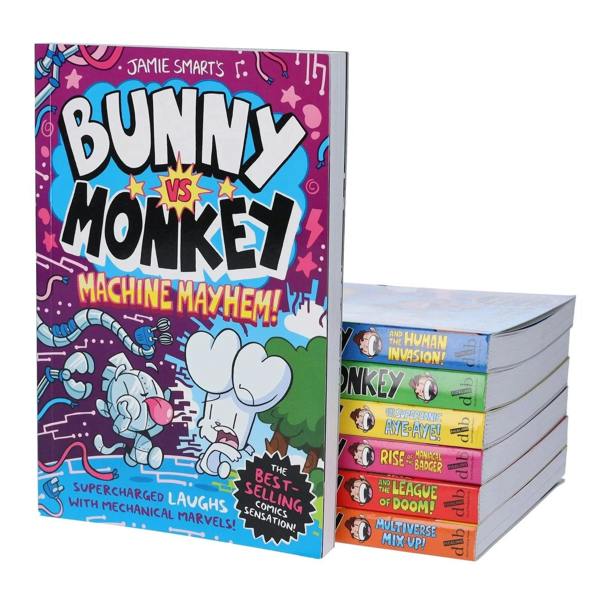 Bunny vs Monkey 7 Books Collection Set by Jamie Smart – Supersonic Aye-Aye, The Human Invasion & Funny Graphic Adventure Collection for Kids