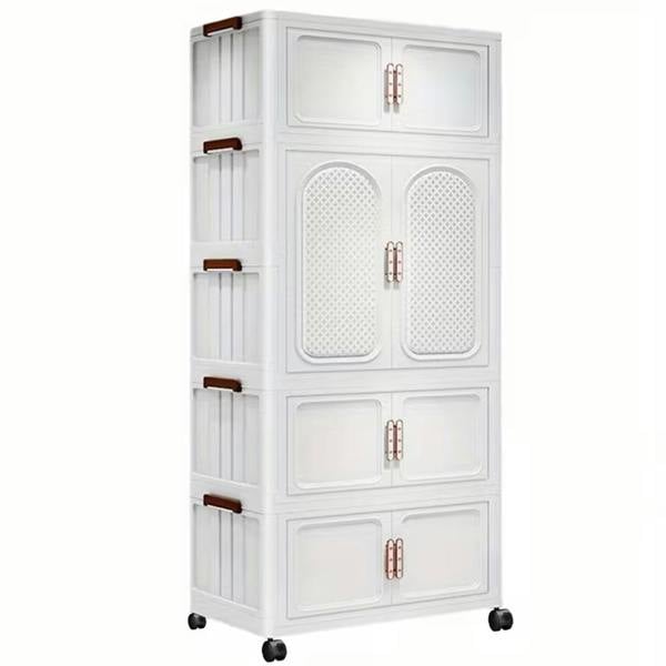 Havendro 4-Tier Foldable Stackable Plastic Shelf Clothes Storage Wardrobe Organiser Rack