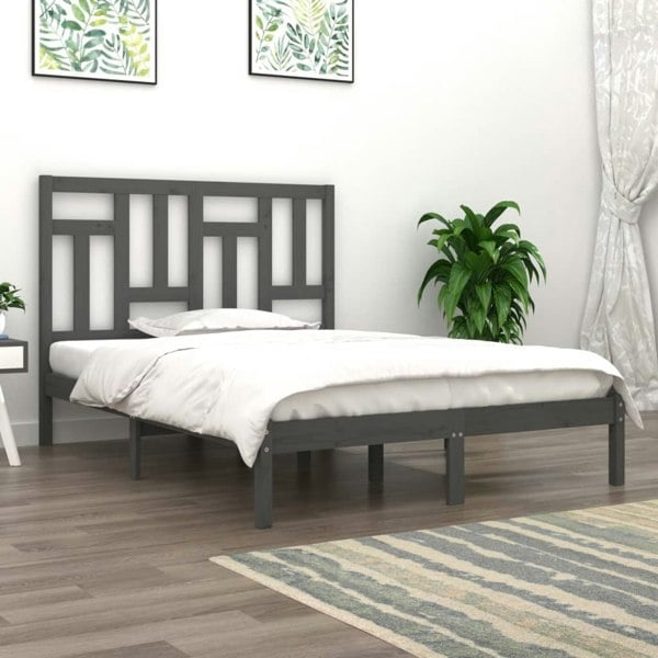Berkfield Bed Frame Grey Solid Wood Pine 200x200 cm