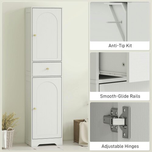 Wyld Haus Remodi Tall Bathroom Storage Cabinet With Arched Door Design White