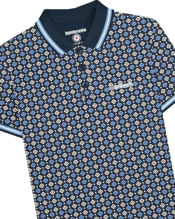 Lambretta All Over Geometric Mens Smart Classic Retro Polo Shirt