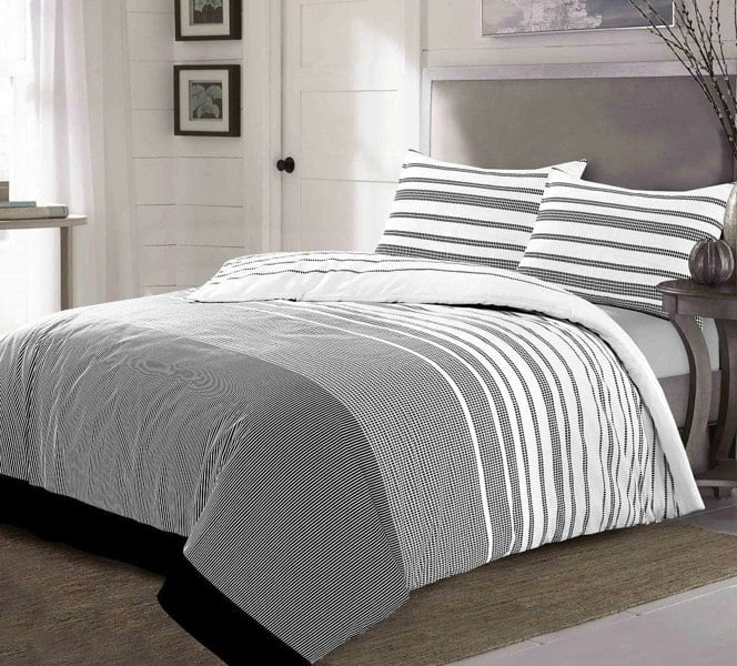 HomeSpace Direct Maximus Striped Monochrome Duvet Cover Set Reversible Bedding