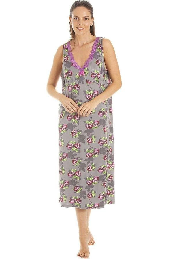 Womens Floral Print Spandex Knee Length Chemises