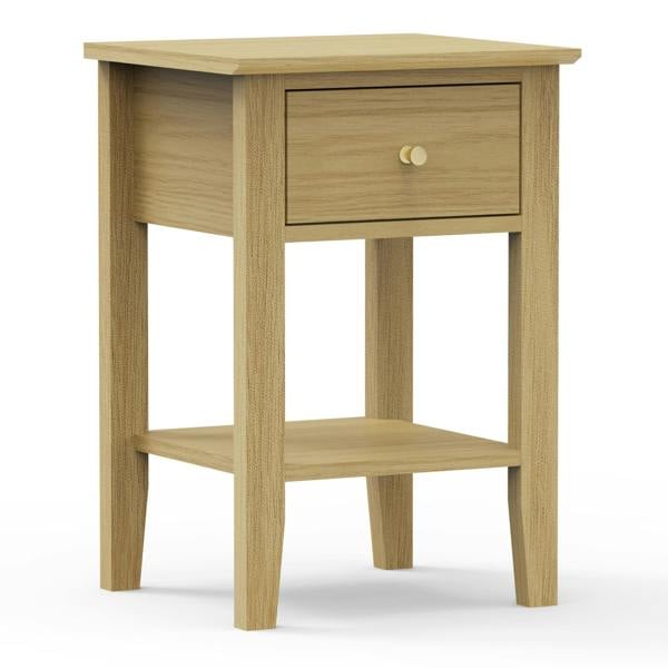 Core Products Set of 2 Henley 1-Drawer & 1-Undershelf Premium Light-Oak Effect Bedside Cabinets
