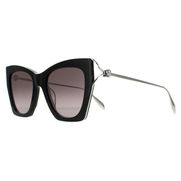 Alexander McQueen Sunglasses AM0375S 001 Black Silver Grey Gradient