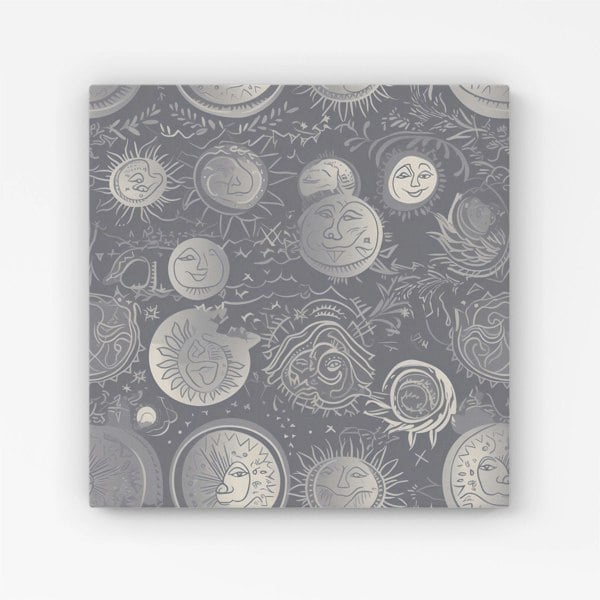 Warren Reed Sun and Moon in Grey Canvas