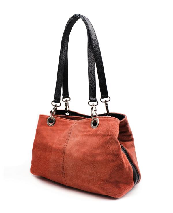 Kitise Real Italian Suede Vivid Colours Small 3 Compartments Tote Bag Stylish Shoulder Handbag