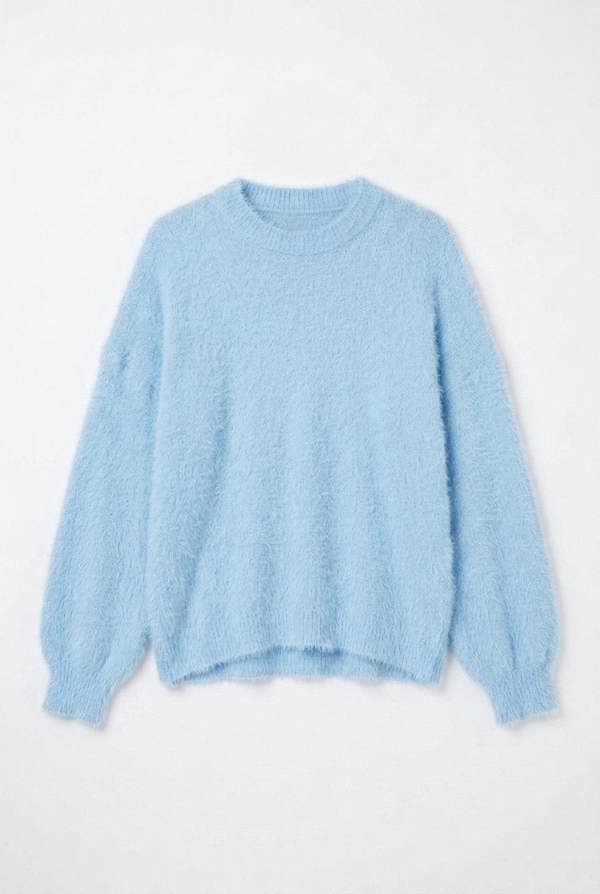 Blue | Soft Textured Long Sleeve Jumper


