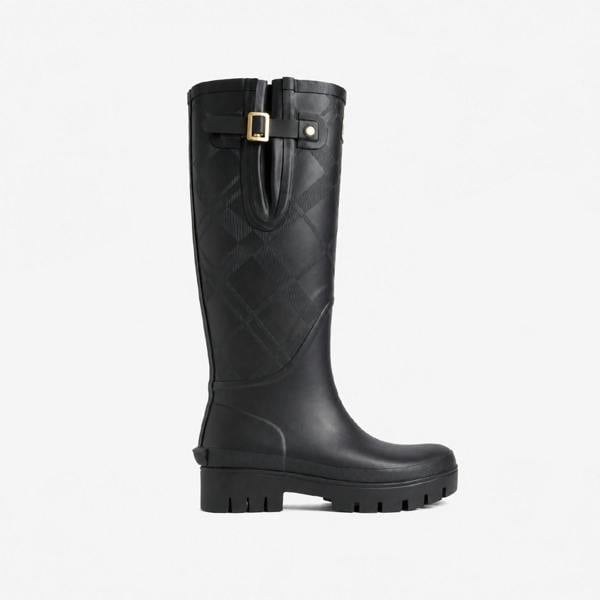 Barbour LEIGHTON TARTAN TALL Wellingtons   in  Black