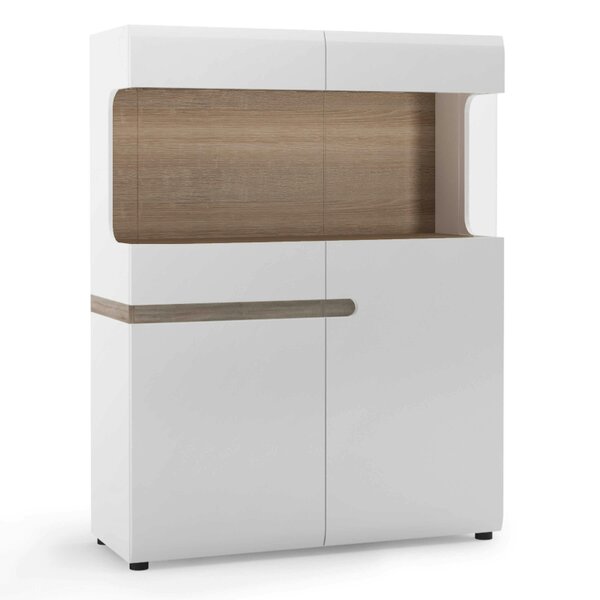 Wyld Haus Foxwhisk Low Display Cabinet White and Truffle Oak Wood