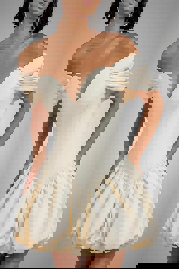 Bardot Babydoll Corset Mini Dress - Cream DR4740