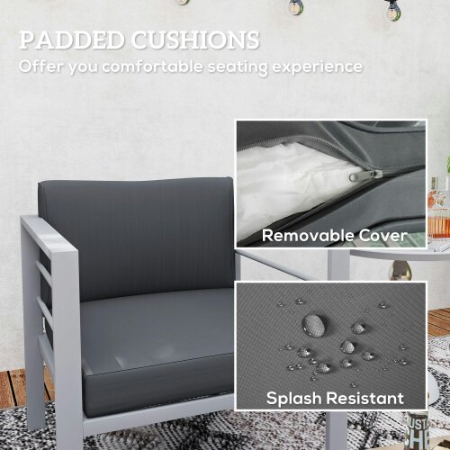 Wyld Haus Ketael Set of 2 Dark Grey Metal Outdoor Garden Chairs With Cushions