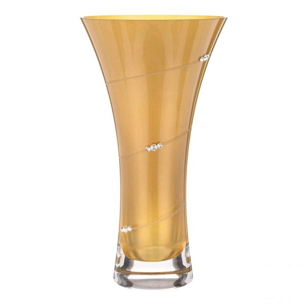 Diamante Silhouette Gold Flared Vase Adorned with Swarovski® Crystals - 25cm