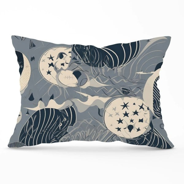 Warren Reed Abstract Moon and Stars Cushions