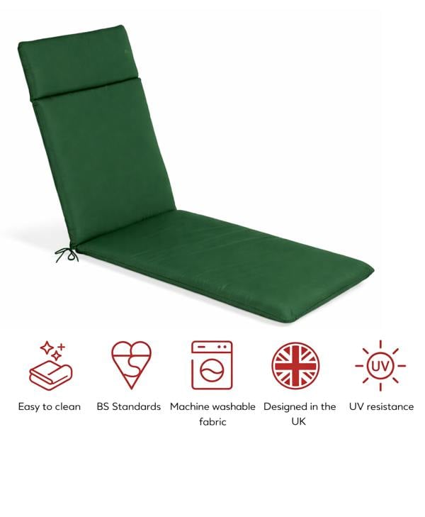 SP Range Lounger Pad Garden Cushion Green The Garden Furniture Shop