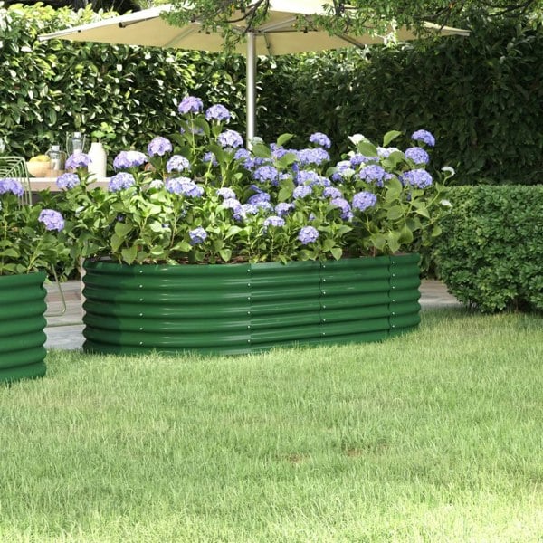 Berkfield Garden Raised Bed Powder-coated Steel 152x80x36 cm Green