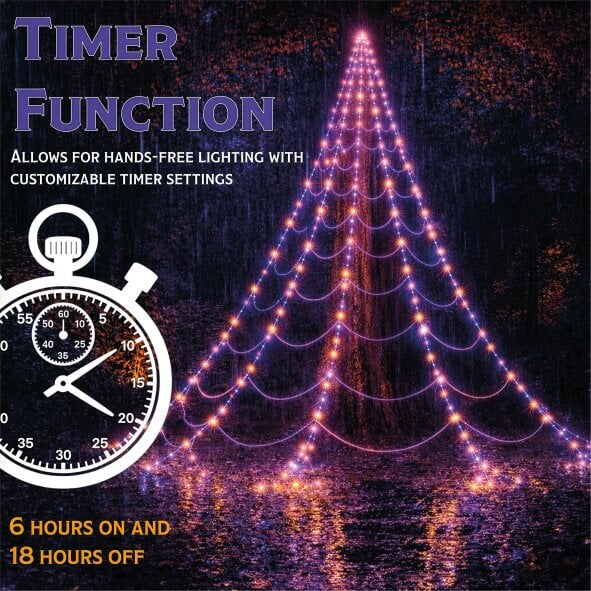 Scotts of Stow Fxlab Orange and Purple LED Spider Web Lights Outdoor with Hooks Stakes and Timer