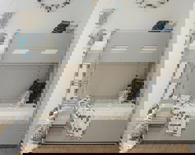 Flintshire Furniture Billie Single Bunk Bed Grey With Pull Out Trundle