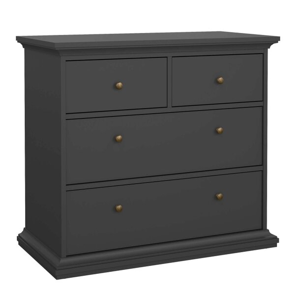 Wyld Haus Osaka Farmhouse Dark Grey Wooden Chest 4 Drawers