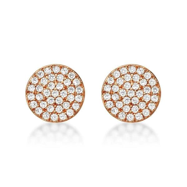 Rose Gold Round Disc Stud Earrings for Women - namana.london
