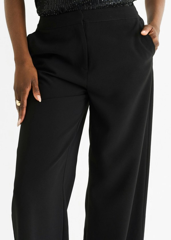 Gini London Black Wide Leg Tailored Trousers
