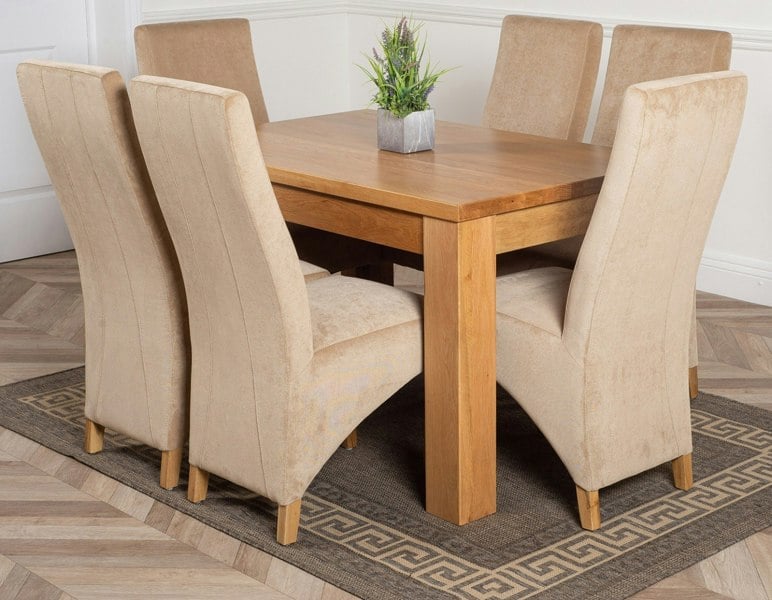 That's Furniture Dakota Small Oak Dining Table with Lola Fabric Chairs