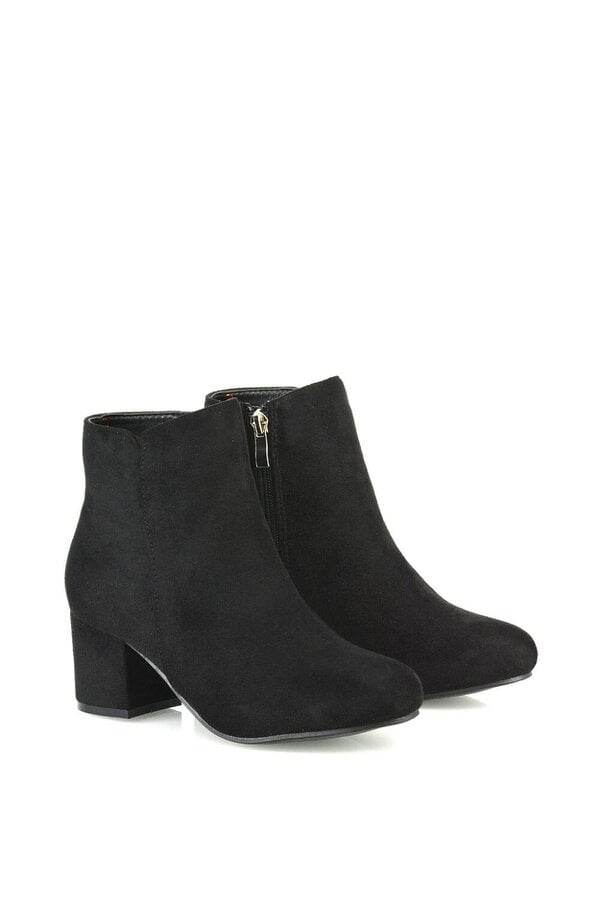 XY LONDON Mid Block Heel Zip Up Ankle Boots