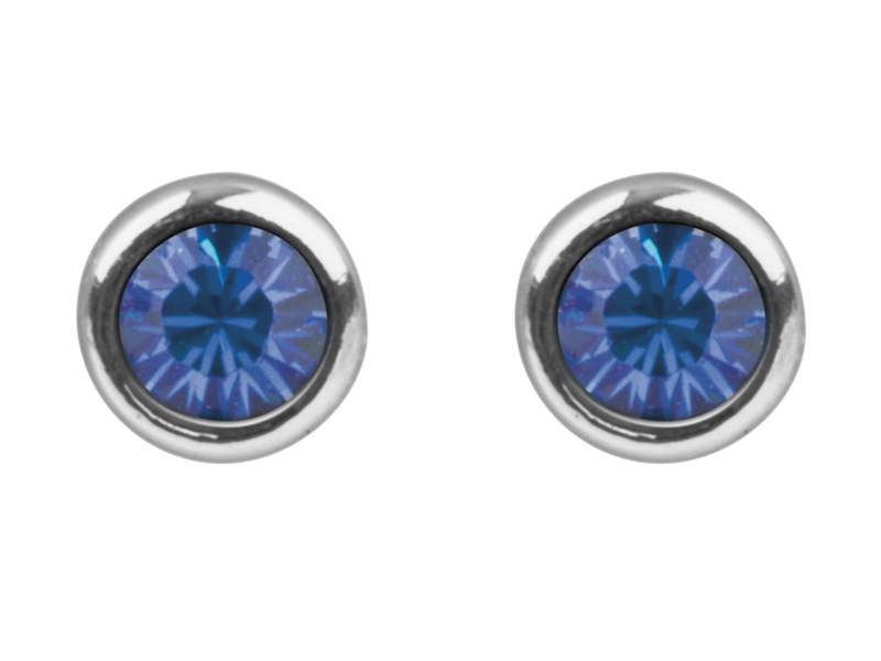 Cooksongold 925 Sterling Silver Crystal Birthstone Stud Earrings, 4mm Round