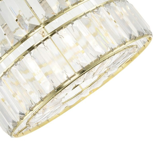 Chic Double Tier Gold Pendant Light Shade with Rows of Acrylic Prisms Image 4