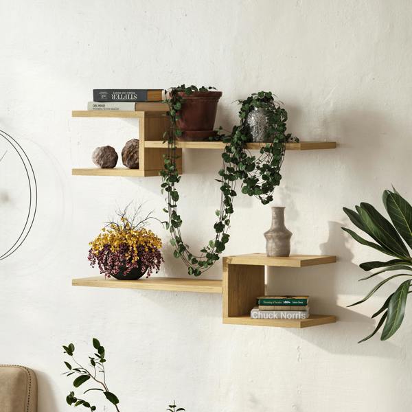 Decortie Fork Modern Wall Mounted Floating Shelf Unique Design Set 2 Piece Shelf 75cm