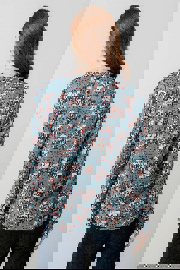 Lily & Me Fiona Gathered Neck Blouse Sea Mist