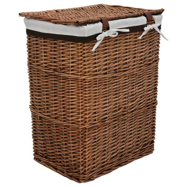 Berkfield Laundry Basket Brown Willow