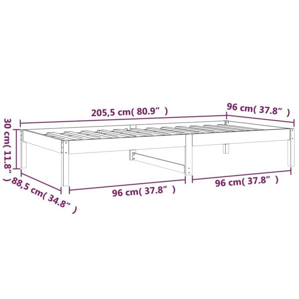 Berkfield Day Bed White 90x200 cm Solid Wood Pine