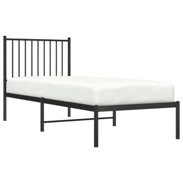 Berkfield Metal Bed Frame with Headboard Black 75x190 cm 2FT6 Small Single