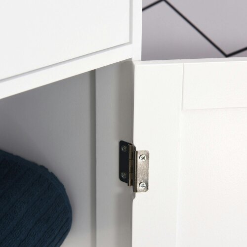 Wyld Haus Ramila Tall Bathroom Storage Cabinet With Shelves Drawer And Door In White